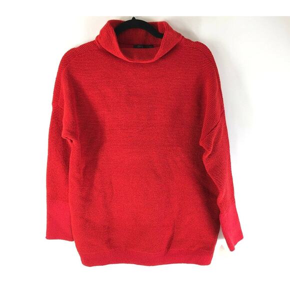 RDI Womens Pullover Sweater Large Poppy Red NWT Long Sleeves Horizontal Rib Knit - Picture 3 of 7